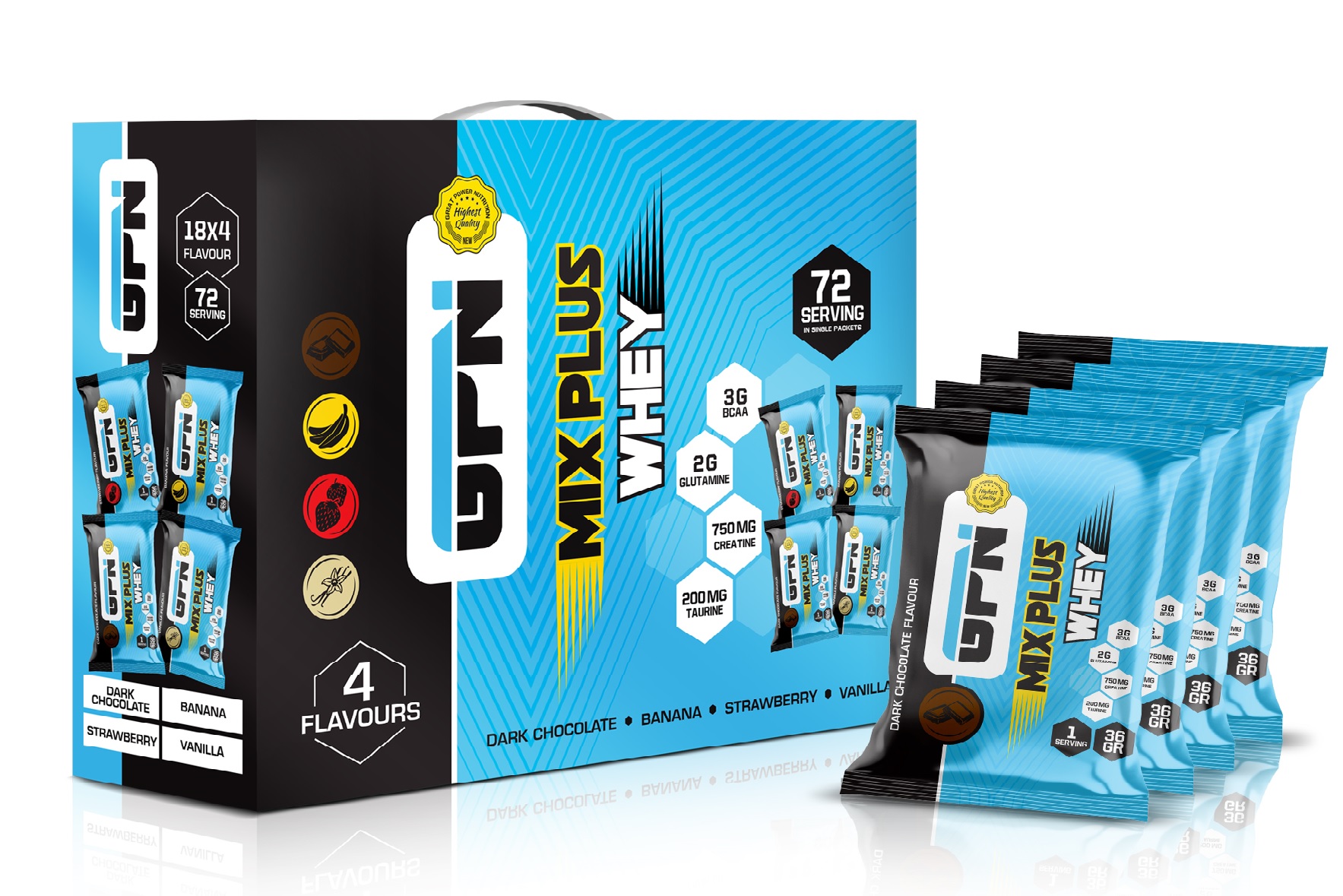 GPN Whey Mix Şase 72 servis (çikolata-çilek-muz-vanilya)