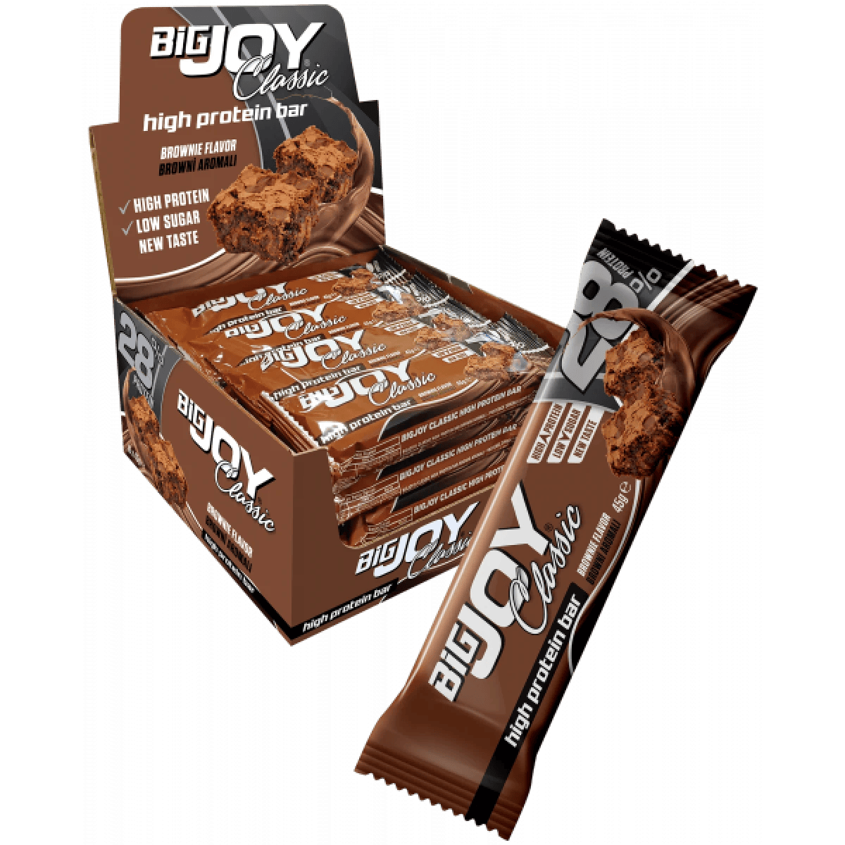 Bigjoy Classic High Protein Bar Brownie 45gr-16 adet